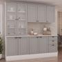 Imagem de Cozinha Completa Iluminata 9 Portas 3 Gavetas 100% Mdf com Vidro Branco/Fendi - Genialflex