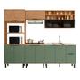 Imagem de Cozinha Completa Laura 9 Portas 3 Gavetas com Vidro 100% Mdf Freijo/Jade - Mx Móveis