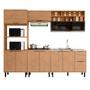 Imagem de Cozinha Completa Laura 9 Portas 3 Gavetas com Vidro 100% Mdf Freijo - Mx Móveis