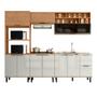 Imagem de Cozinha Completa Laura 9 Portas 3 Gavetas com Vidro 100% Mdf Freijo/Off White - Mx Móveis
