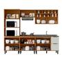 Imagem de Cozinha Completa Laura 9 Portas 3 Gavetas com Vidro 100% Mdf Freijo/Off White - Mx Móveis
