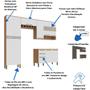 Imagem de Cozinha Completa Nápoli Prime 4 Peças 11 Portas 2 Gavetas Aéreo Armário Paneleiro Balcão Com Tampo Castanho/Branco Castanho/Chumbo 100% MDF