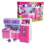 Imagem de Cozinha De Boneca Para Barbie Com Geladeira e Fogão Lua De Cristal Brinquedo Presente Meninas +3 Anos