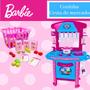 Imagem de Cozinha Infantil De Brinquedo E Cestinha Rosa Da Barbie Com Acessórios Menina Completa Cotiplás
