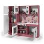 Imagem de Cozinha Infantil De Madeira Rosa Completa Com Geladeira de Brinquedo 100% MDF - Diana - Ofertamo
