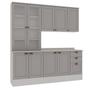 Imagem de Cozinha Modulada Compacta 4 Peças com Armário Aéreo 2 Portas Vidro 100% Mdf com Tampo
