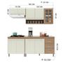 Imagem de Cozinha Modulada Compacta Fidelitá Paris 4 Peças 190cm 9 Portas 3 Gavetas Com Tampo Nogal/Salinas