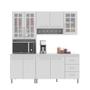 Imagem de Cozinha Modulada Compacta Fidelitá Viena 3 Peças 190cm 9 Portas 3 Gavetas Com Tampo Branco