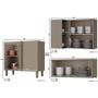 Imagem de Cozinha Modulada Henn Connect 16 Peças (4 Armários + 4 Balcões + 1 Paneleiro + 7 Complementos) C16P03 Duna/Cristal