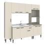 Imagem de Cozinha Modulada Max 220 x 195 Cm Balcão Pia Armário Paneleiro MDP Cinza Champanhe - ClickLar