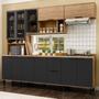 Imagem de Cozinha Modulada Toscana 5 Peças Mdf com Aéreo 1200 Porta de Vidro e Paneleiro com Tampo