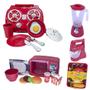 Imagem de Cozinha Vermelho Brinquedo Kit Infantil Mercado Fogão 26pç