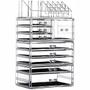Imagem de Cq acrilic Makeup Organizer Skin Care Large Clear Cosmetic Display Cases Stackable Storage Box With 9 Gavetas For Vanity,Set of 4