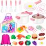 Imagem de Crianças Jogar Acessórios de Cozinha Conjunto, Pretend Play Cooking Toys Set, Brinquedos de Cozinha Playset para crianças, Panelas de brinquedo e frigideiras para crianças Cozinha com Fake Play Food Cookware Utensílios de cozinha pratos, Meninas Meni