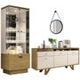 Imagem de Cristaleira Aruan Buffet Ellora e Espelho Adnet 67cm H01 Off White/Carvallho - Mpozenato