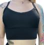 Imagem de cropped alcinha top blusa academia com bojo treino preto