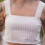 Imagem de Cropped Basic Linho Listrado com Fios de Lurex Sofisticado
