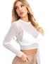 Imagem de Cropped Blusa Feminina Tule Transparente Manga Longa Balada