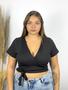 Imagem de Cropped Blusa Feminino Malha Canelada Plus Size Manguinha Tamanho Grande Maravilhoso Veste até 52 Estica