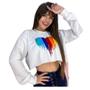 Imagem de Cropped Blusa Moletom Inverno Bordado Coração Arco-íris Frio