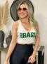 Imagem de Cropped Blusinha Tricô Feminina Copa Do Mundo Brasil 2022