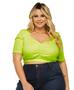 Imagem de Cropped c Decote Franzido Blusa c Manga Plus Size Blusinha