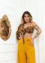 Imagem de Cropped Com Amarração Mula Manca Manga Longa Um Ombro Só Com Bojo Animal Print