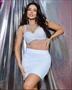 Imagem de Cropped de renda com Strass  branco super espojado. Saia com renda Strass branco