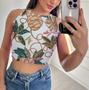 Imagem de Cropped Feminino Moda Blogueira Alça Larga Com Forro Duplo Em Variadas Estampas