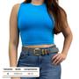 Imagem de Cropped Feminino Zara em Viscolycra Azul