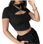 Imagem de Cropped Gringa Blusa Blogueira Decotado Gola Alta Tam Único