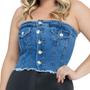 Imagem de Cropped Jeans sem alça com elastano nas costas