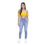 Imagem de Cropped Juvenil Feminino Amofany Crepe Plano Com Renda - MOSTARDA - P