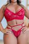 Imagem de Cropped plus size sensual e calcinha fio com detalhe de fita trançada