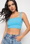 Imagem de Cropped  Top Faixa Comfy Malha Canelada Azul Claro Salvatore Fashion