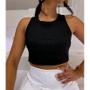 Imagem de Cropped top feminino regata básico malha canelada modelo básico confortável