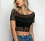 Imagem de Cropped top feminino renda manga curta ombro a ombro