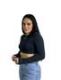 Imagem de Cropped top Sabrina mangas longas e decote redondo moda gringa blogueira fitness