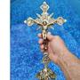 Imagem de Crucifixo Bronze Mesa Cristo Esplendor 32 Cm - Sacredstore