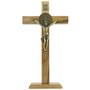 Imagem de Crucifixo Cruz de Mesa e Parede Medalha de São Bento Madeira 34 cm