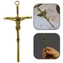Imagem de Crucifixo Cruz Parede Porta Metal Dourado Pequeno 14 cm