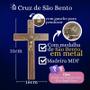 Imagem de Crucifixo De Madeira Para Parede Cruz De São Bento 30cm