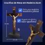 Imagem de Crucifixo de Mesa com Cristo 21cm Cruz de Madeira Pinus com Base Rústica Artesanal com Pedestal Alto Brilho Para Altar
