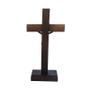 Imagem de Crucifixo de Mesa com Cristo 21cm Cruz de Madeira Pinus com Base Rústica Artesanal com Pedestal Alto Brilho Para Altar
