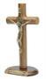 Imagem de Crucifixo de Mesa Madei Cilíndrica 17cm São Bento Ouro Velho (Eis o Cordeiro)