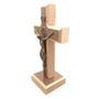 Imagem de Crucifixo De Mesa Madeira Pequeno Cruz c/ Pedestal São Bento