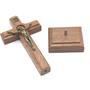 Imagem de Crucifixo De Mesa Pequeno Madeira Cristo São Bento Ov 10 Cm