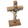 Imagem de Crucifixo De Parede E Mesa Cristo Metal São Bento Dourado 12 Cm