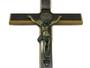 Imagem de Crucifixo De Parede Madeira Escura E Metal 34 Cm