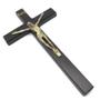 Imagem de Crucifixo De Parede Madeira Metal Ouro Velho 23 Cm